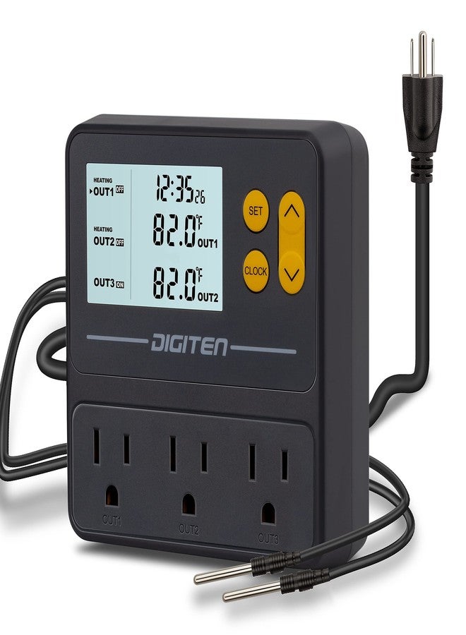 SENSTREE Reptile Temperature Controller, 3 Outlet Timer Thermostat for Grow Tent, Incubation, Snakes, Fish Tank, Heater, humidifiers, Ball Pythons, Bearded Dragon Tank - Image 1
